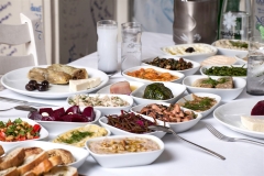 An assortment of mezes at hotel restaurant Barbavasilis - Karışık Mezeler